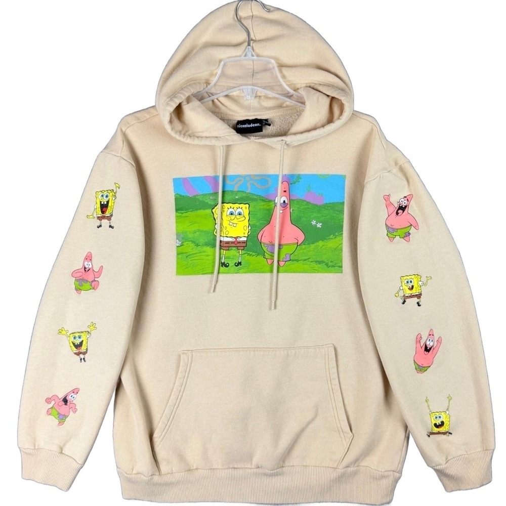 Spongebob Squarepants Men's L‎ Patrick Star Nickelodeon Graphic Tan Beige Hoodie